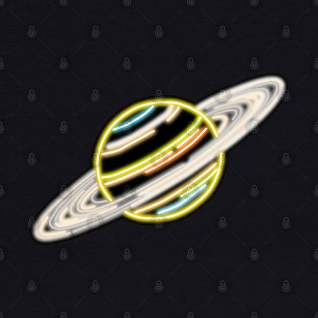 Electric Solar System Neon Saturn by gkillerb